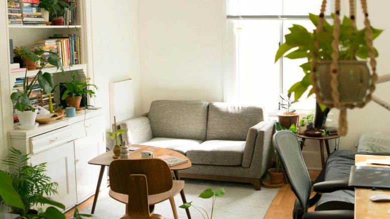 Diversi divani, un tavolo e accessori per la casa